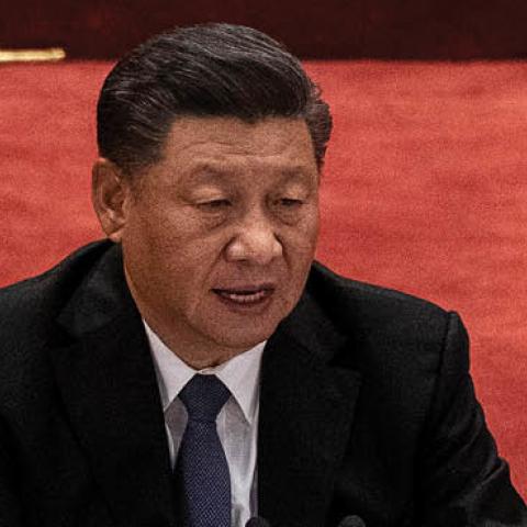 Chinese President Xi Jinping speaks at a ceremony marking the 70th anniversary of China's entry into the Korean War, on October 23, 2020 at the Great Hall of the People in Beijing, China. 