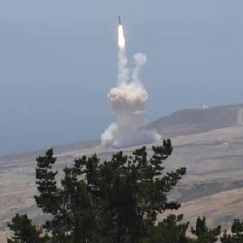 A ground-based interceptor is launched by the ground-based midcourse defense system out of Vandenberg Air Force Base, Calif., May 30, 2017.