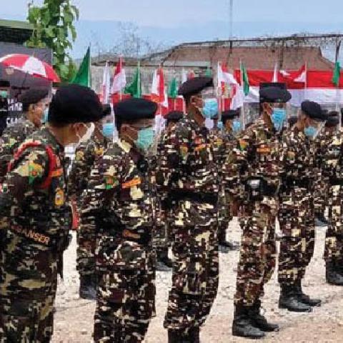 Members of the Multipurpose Ansor Front (Barisan Ansor Serbaguna), better known as Banser. 