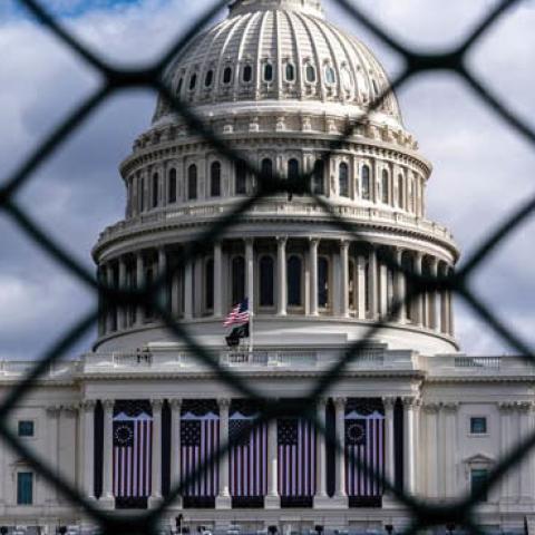 The U.S. Capitol in preparation for Joe Biden's inauguration, Jan. 17.