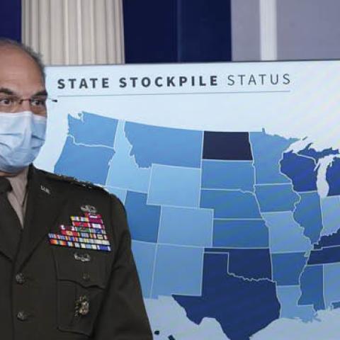 Gen. Gustave F. Perna during am Operation Warp Speed press briefing in Washington, Nov. 19, 2020.