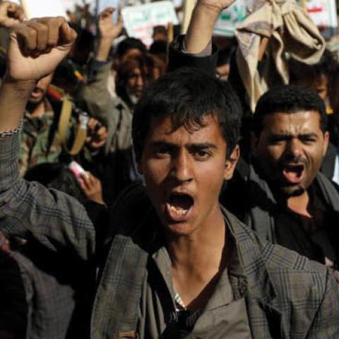 A rally in Sana’a, Yemen, against the U.S. designation of the Houthis as a foreign terrorist organization, Jan. 25.