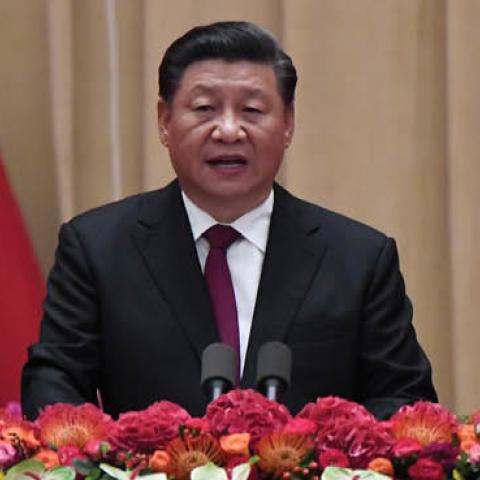 Chinese President Xi jinping delivers a speech during a banquet marking the 70th anniversary of the founding of the People's Republic of China on September 30, 2019 in Beijing, China.