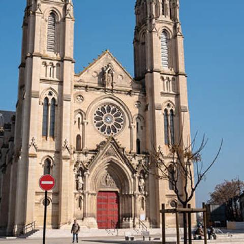 Church of St. Baudille on February 21, 2019 in Nîmes, Provence, France