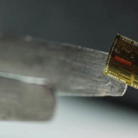A microchip developed jointly by the Air Force Research Laboratory and American Semiconductor (U.S. Air Force Photo)
