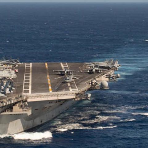The Theodore Roosevelt Carrier Strike Group transits in formation Jan. 25, 2020 (U.S. Navy photo by Mass Communication Specialist 2nd Class Anthony Rivera)