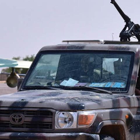 Niger's Armed Forces drive through the airport's tarmac in Diffa, southeastern Niger, as they patrol during a visit of Niger's Interior Minister on June 16, 2016 following attacks by Nigeria-based Boko Haram fighters in the region (Getty Images)