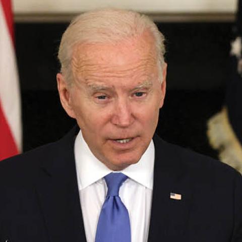 U.S. President Joe Biden speaks during an event at the State Dining Room of the White House on May 5, 2021 in Washington, DC. (Photo by Alex Wong/Getty Images)