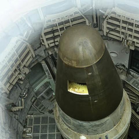 A deactivated Titan II nuclear ICMB is seen in a silo at the Titan Missile Museum on May 12, 2015 in Green Valley, Arizona (BRENDAN SMIALOWSKI/AFP via Getty Images)