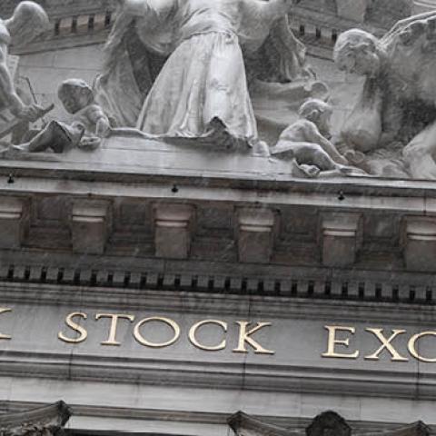 The New York Stock Exchange stands in lower Manhattan on April 15, 2021 in New York City.  (Photo by Spencer Platt/Getty Images)
