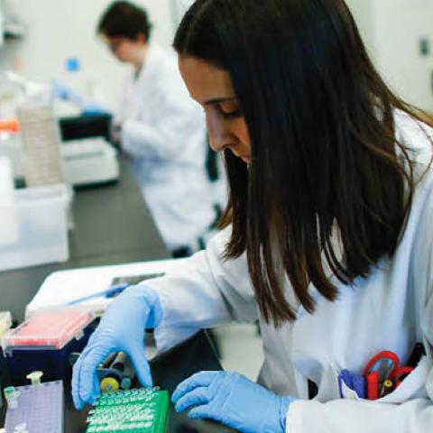 A researcher works in a lab that is developing testing for the COVID-19 coronavirus at Hackensack Meridian Health Center for Discovery and Innovation on February 28, 2020 in Nutley, New Jersey (Photo by Kena Betancur/Getty Images)