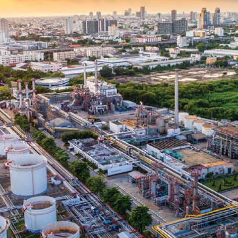 Aerial view of Oil and gas industry (Getty Images)