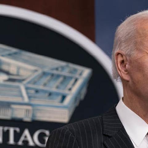 President Joe Biden speaks at the Pentagon February 10, 2021 in Washington, DC.  (Photo by Alex Brandon - Pool/Getty Images)