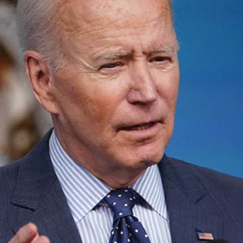 Joe Biden speaks in the South Court Auditorium of the Eisenhower Executive Office Building, next to the White House, in Washington, DC, on June 2, 2021 (Photo by MANDEL NGAN/AFP via Getty Images)
