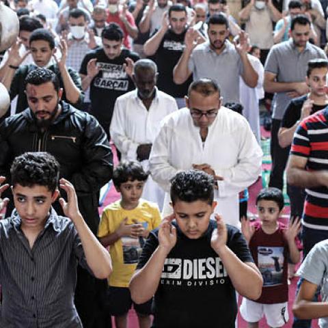 Muslims perform Eid al-Adha morning prayers at Sultan Hassan Mosque (Photo by Omar Zoheiry/picture alliance via Getty Images)