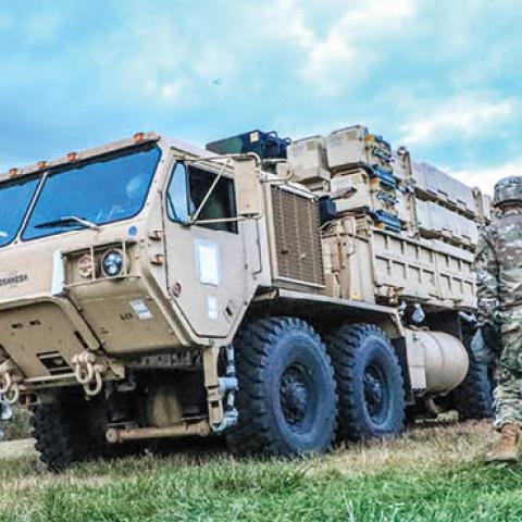 Soldiers rehearse battle drills with the PATRIOT long-range, all-altitude, all-weather air defense system capable of countering tactical ballistic missiles, cruise missiles and advanced aircrafts (U.S. Army Photo by SGT Raquel Birk)
