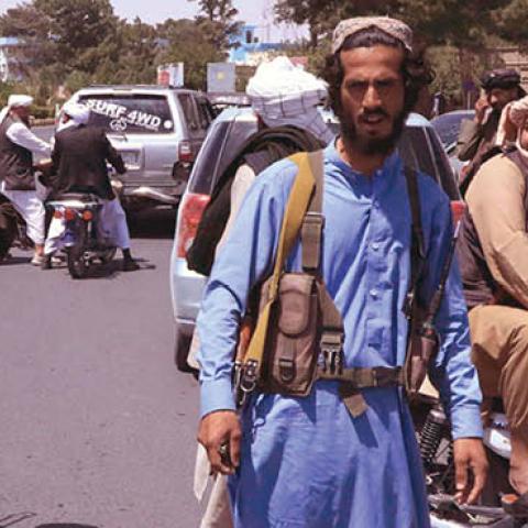  Taliban fighters patrol the streets in Herat on August 14, 2021. (AFP via Getty Images)