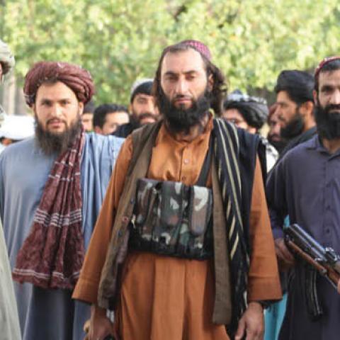Taliban patrol in Herat city after took control in Herat, Afghanistan, on August 18, 2021 as Taliban take control of Afghanistan after 20 years. (Photo by Mir Ahmad Firooz Mashoof/Anadolu Agency via Getty Images)