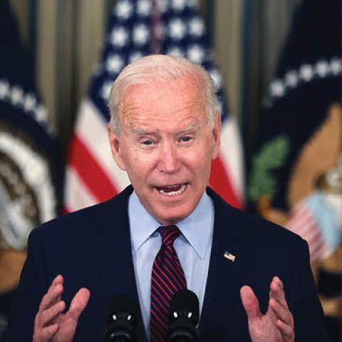U.S. President Joe Biden delivers remarks about the need for Congress to raise the debt limit in the State Dining Room at the White House on October 04, 2021 in Washington, DC. (Photo by Chip Somodevilla/Getty Images)