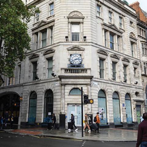 An office building in central London which is reported to be owned by Azerbaijan's President Ilham Aliyev, on October 05, 2021 (Photo by Leon Neal/Getty Images)