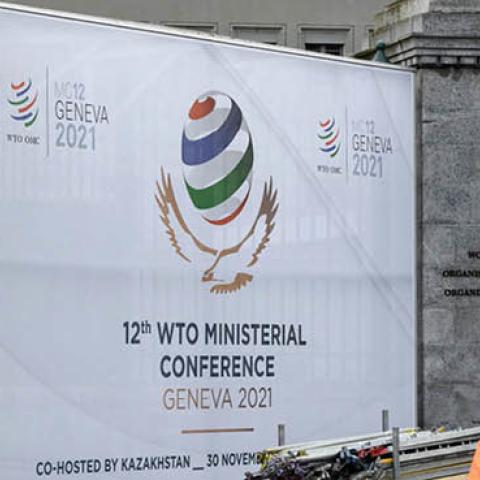 World Trade Organization (WTO) headquarters on November 27, 2021 in Geneva ahead of next week's WTO ministerial conference. (Photo by FABRICE COFFRINI/AFP via Getty Images)
