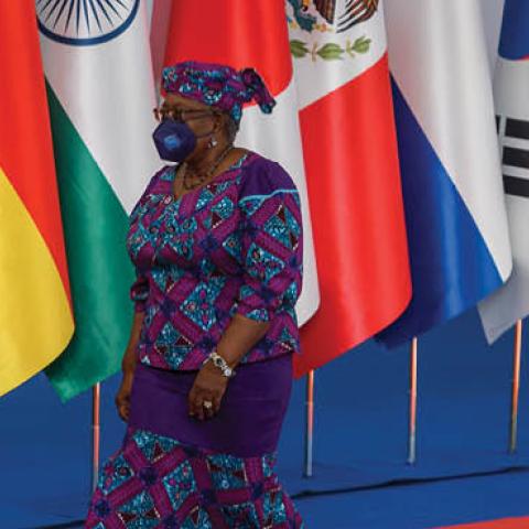 Director-General of the World Trade Organization (WTO) Ngozi Okonjo-Iweala arrives for the welcome ceremony on the first day of the Rome G20 summit, on October 30, 2021 in Rome, Italy. (Photo by Antonio Masiello/Getty Images)