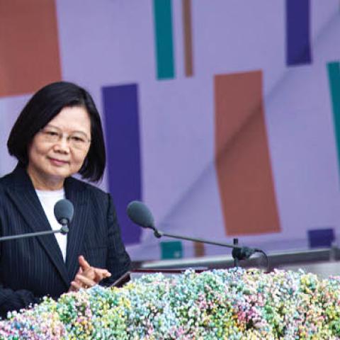 President Tsai Ing-wen gives a speech on Taiwan's National Day in Taipei, Taiwan on October 10, 2020. (Photo by Annabelle Chih/NurPhoto via Getty Images)