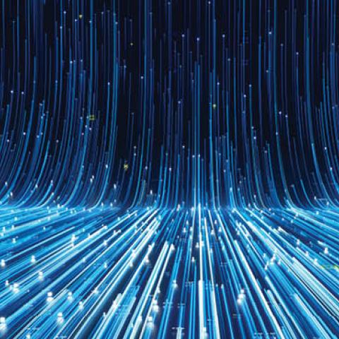 Digital generated image of abstract flowing data ramp. (Getty Images) 
