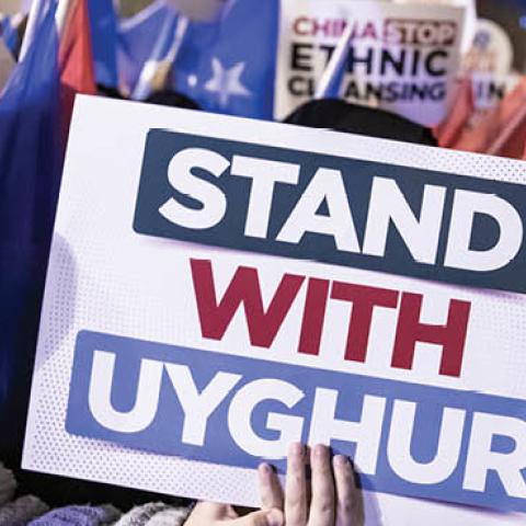 Thousands take part in a 'silent scream' demonstration against China's persecution of Uighurs in Xinjiang, at Fatih Mosque on December 20, 2019 in Istanbul, Turkey. (Photo by Onur Dogman/NurPhoto via Getty Images)