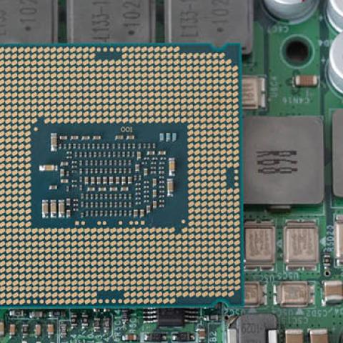 A central processor microchip known as a semiconductor within a circuit board at Bonn Proton Ltd on October 08, 2021 in Bonn, Germany. (Photo illustration by Ulrich Baumgarten via Getty Images)