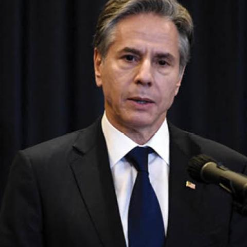 U.S. Secretary of State Antony Blinken delivers remarks on the Biden administration's Indo-Pacific Strategy in Jakarta in December 2021. (Getty Images)
