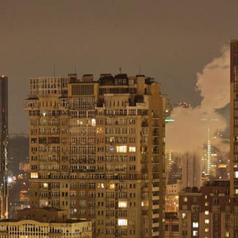 A night view of Kyiv, Ukraine on February 24, 2022. Overnight, Russia began a large-scale attack on Ukraine, with explosions reported in multiple cities and far outside the restive eastern regions held by Russian-backed rebels. (Getty Images)