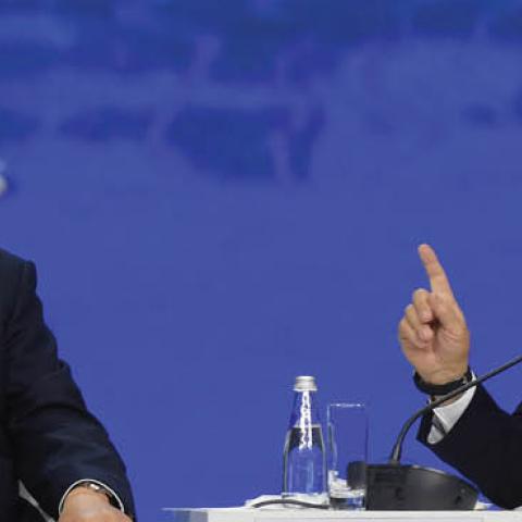 Russian President Vladimir Putin and Chinese Leader Xi Jinping attend a plenary session of the St. Petersburg International Economic Forum (SPIEF) in Saint Petersburg on June 7, 2019. (Olga Maltseva/AFP via Getty Images)