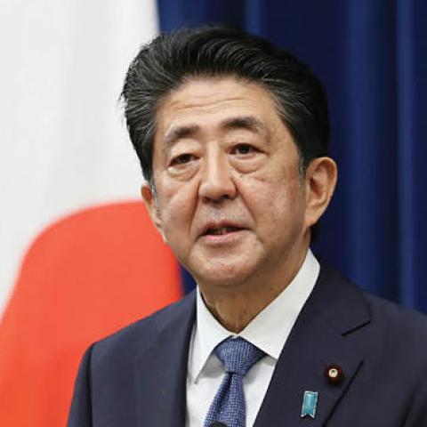 Then-Japanese Prime Minister Shinzo Abe speaks during a press conference at the prime minister's official residence in Tokyo on August 28, 2020. (Photo by STR/JIJI PRESS/AFP via Getty Images)