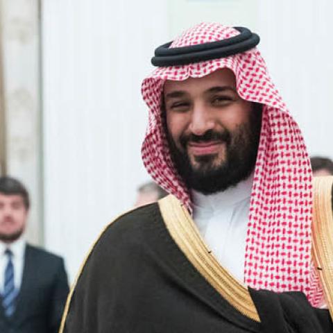 Russian President Vladimir Putin shakes hands with Saudi Deputy Crown Prince and Defense Minister Mohammed bin Salman during a meeting at the Kremlin in Moscow on May 30, 2017. (Pavel Golovkin/AFP via Getty Images)