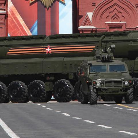 Russian ICBM military missile launcher seen during the Victory Day Parade at Red Square May 9, 2016 in Moscow, Russia. (Photo by Mikhail Svetlov/Getty Images)