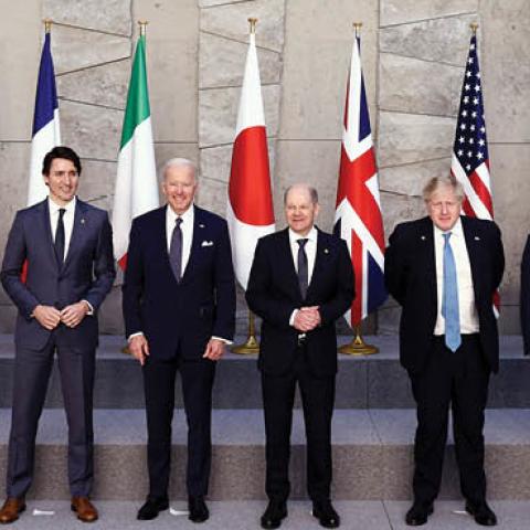 NATO leaders during a summit on Russia's invasion of Ukraine on March 24, 2022 in Brussels, Belgium. (Photo by Henry Nicholls - Pool/Getty Images)
