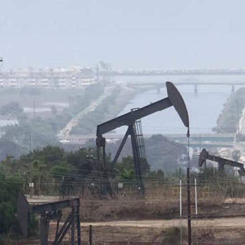 Oil pumpjacks are viewed in the Inglewood Oil Field on March 28, 2022 in Los Angeles, California. (Photo by Mario Tama/Getty Images)