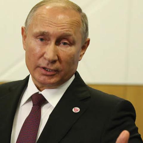 Russian President Vladimir Putin speaks during a press conference on November 15, 2018, in Singapore. (Getty Images)