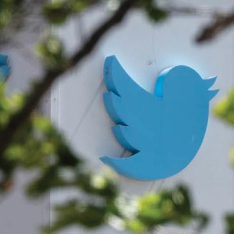 The Twitter logo is seen at their headquarters on April 26, 2022 in downtown San Francisco, California. (Photo by Amy Osborne / AFP via Getty Images)