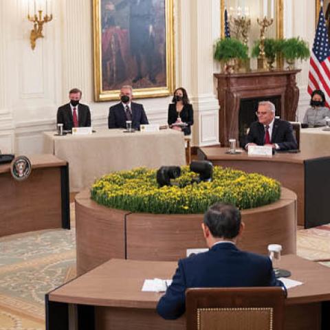 U.S. President Biden hosts a Quad Leaders Summit along with Indian Prime Minister Modi, Australian Prime Minister Morrison, and Japanese Prime Minister Yoshihide in the East Room of the White House on September 24, 2021, in Washington, D.C. (Getty Images)