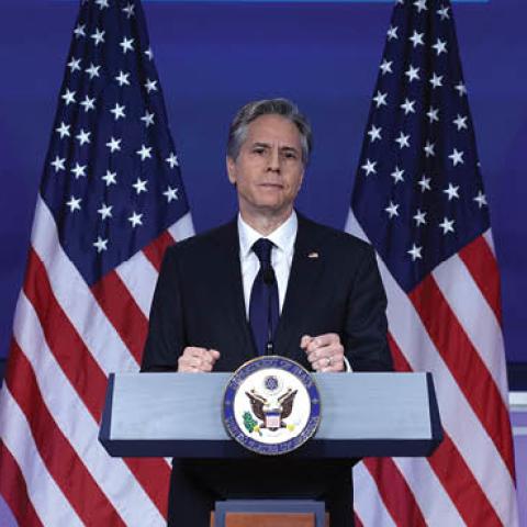 U.S. Secretary of State Antony Blinken speaks on China policy at George Washington University on May 26, 2022 in Washington, DC. (Photo by Alex Wong/Getty Images)