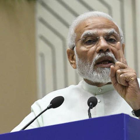 Prime Minister of India Narendra Modi during the inauguration of the Iconic Week celebrations. (Photo by Sonu Mehta/Hindustan Times via Getty Images) 