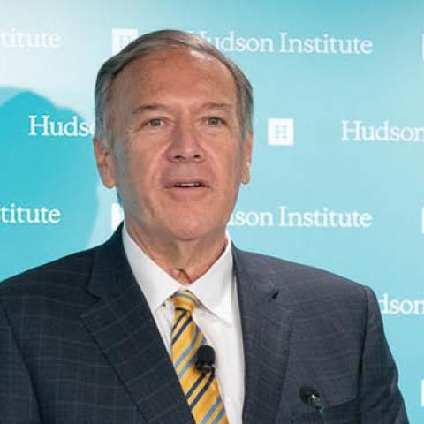 Michael R. Pompeo delivering a speech at Hudson Institute. (Cherie Cullen). 