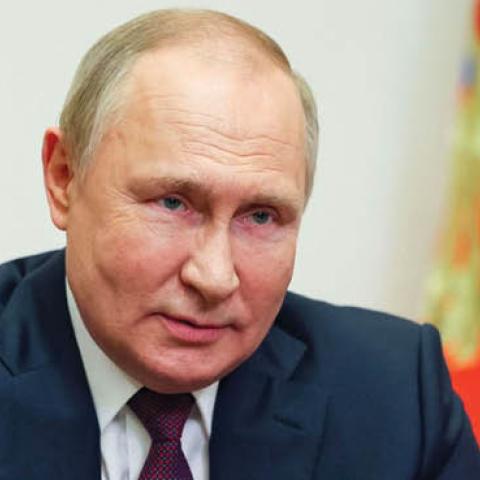 Russian President Vladimir Putin delivers an address at the Novo-Ogaryovo state residence outside of Moscow, on June 1, 2022. (Photo by Mikhail Metzel / SPUTNIK / AFP via Getty Images)  