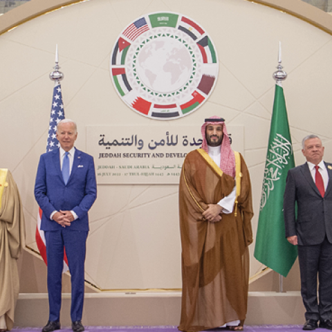 Jeddah Security and Development Summit in Jeddah, Saudi Arabia on July 16, 2022. (Photo by Royal Court of Saudi Arabia/Anadolu Agency via Getty Images)