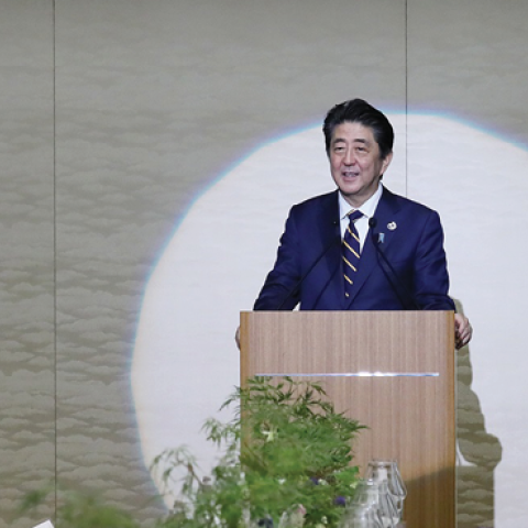 Prime Minister Shinzo Abe speaks at the G20 Summit in Osaka on June 28, 2019. (Cabinet Public Affairs Office, Japan, https://www.kantei.go.jp/jp/98_abe/actions/201906/28g20.html)