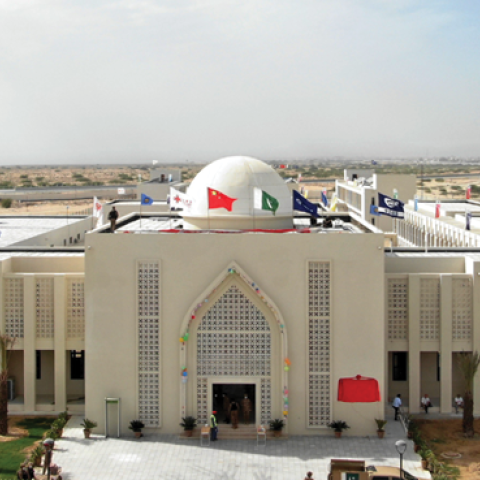 The China-donated Gwadar Technical and Vocational Institute in southwest Pakistan's Gwadar on October 1, 2021, just after the building's completion. (Photo by Str/Xinhua via Getty Images)