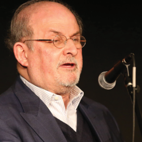 Salman Rushdie does a reading in New York City on April 15, 2016. (Al Pereira/Getty Images)