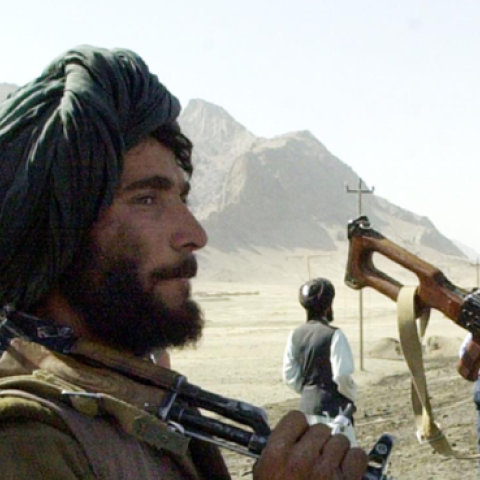Taliban gunmen control Kandahar-Herat Highway, near Kandahar on October 31, 2001. (Banaras Khan/AFP via Getty Images)